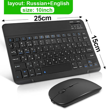 Bluetooth Wireless Keyboard & Mouse | Multilingual for iOS, Android & Windows Tablets – Compatible with iPad Air, Mini, and Pro (Spanish, Korean, Portuguese, Russian + More)
