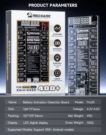 MECHANIC Pro 20 Battery Tester Activation Board with LED Display – Voltage & Current Check Tool for 400+ Android Phones