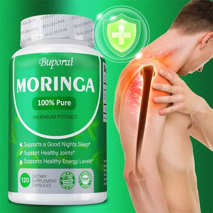 Moringa Capsules – Supports Bone, Joint & Immune Health, Boosts Energy, Endurance & Concentration