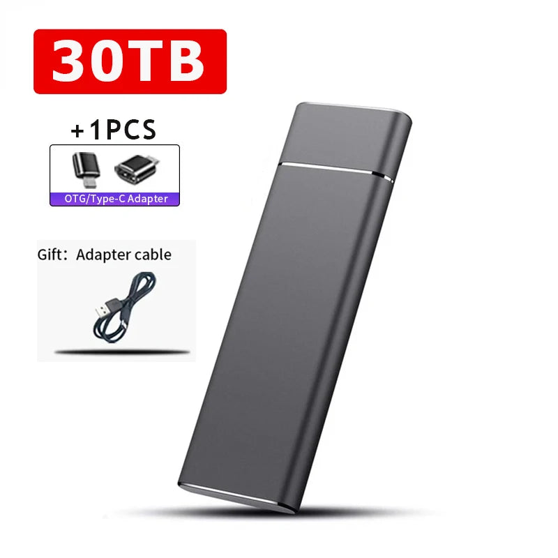 External 2TB /8TB/16TB/20TB / 30TB SSD – High-Speed Portable Solid State Drive with Type-C & USB 3.1 Interface for PC, Laptop & Mac