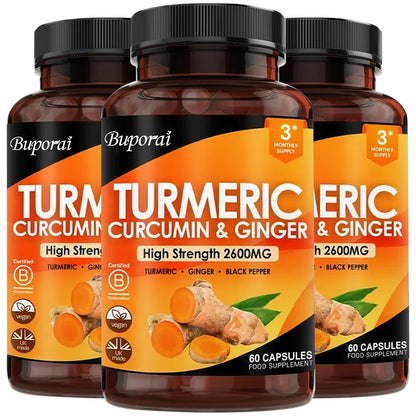 ✨ 3-in-1 Turmeric Ginger & Pepper 2600 mg – Joint, Digestive & Immune Support