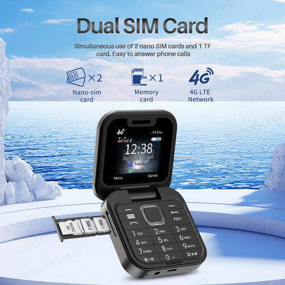 📞 2025 SERVO i16 Pro 4G Mini Fold Mobile Phone – Dual SIM | Call Recording | Speed Dial | Flashlight | Compact Fold Design