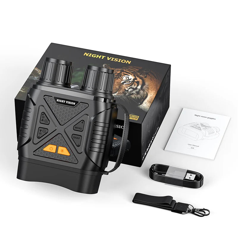 1080P Night Vision Binoculars – 10x Digital Zoom, 800m Full Dark Infrared, 2.8” IPS Screen