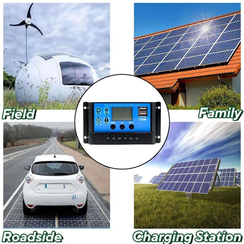 1000W Solar Panel 12V Solar Cell Kit with 10A–100A Controller | USB Output for Phone, RV, Car, Home & Camping