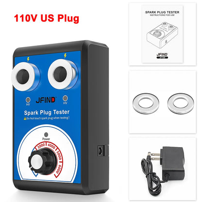 Jfind JF109 13mm Double-Hole Spark Plug Tester – Automotive & Motorcycle Ignition Analyzer 110V/220V to 12V