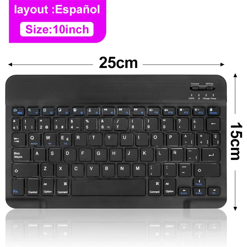 Bluetooth Wireless Keyboard & Mouse | Multilingual for iOS, Android & Windows Tablets – Compatible with iPad Air, Mini, and Pro (Spanish, Korean, Portuguese, Russian + More)