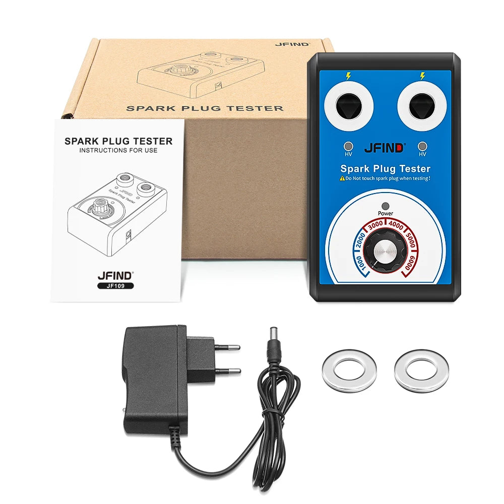 Jfind JF109 13mm Double-Hole Spark Plug Tester – Automotive & Motorcycle Ignition Analyzer 110V/220V to 12V