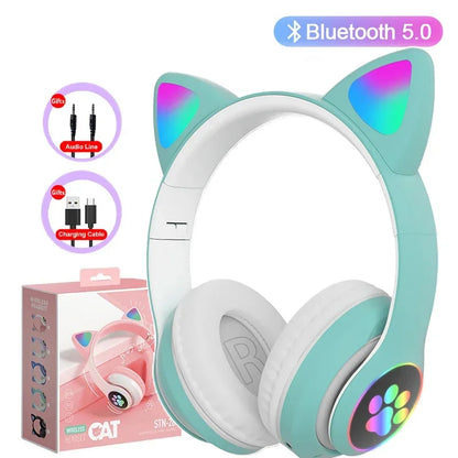 Xiaomi 2025 Wireless Bluetooth Kids Headphones | Cute Flash Lamp Stereo Earphones with Mic & TF Card Support
