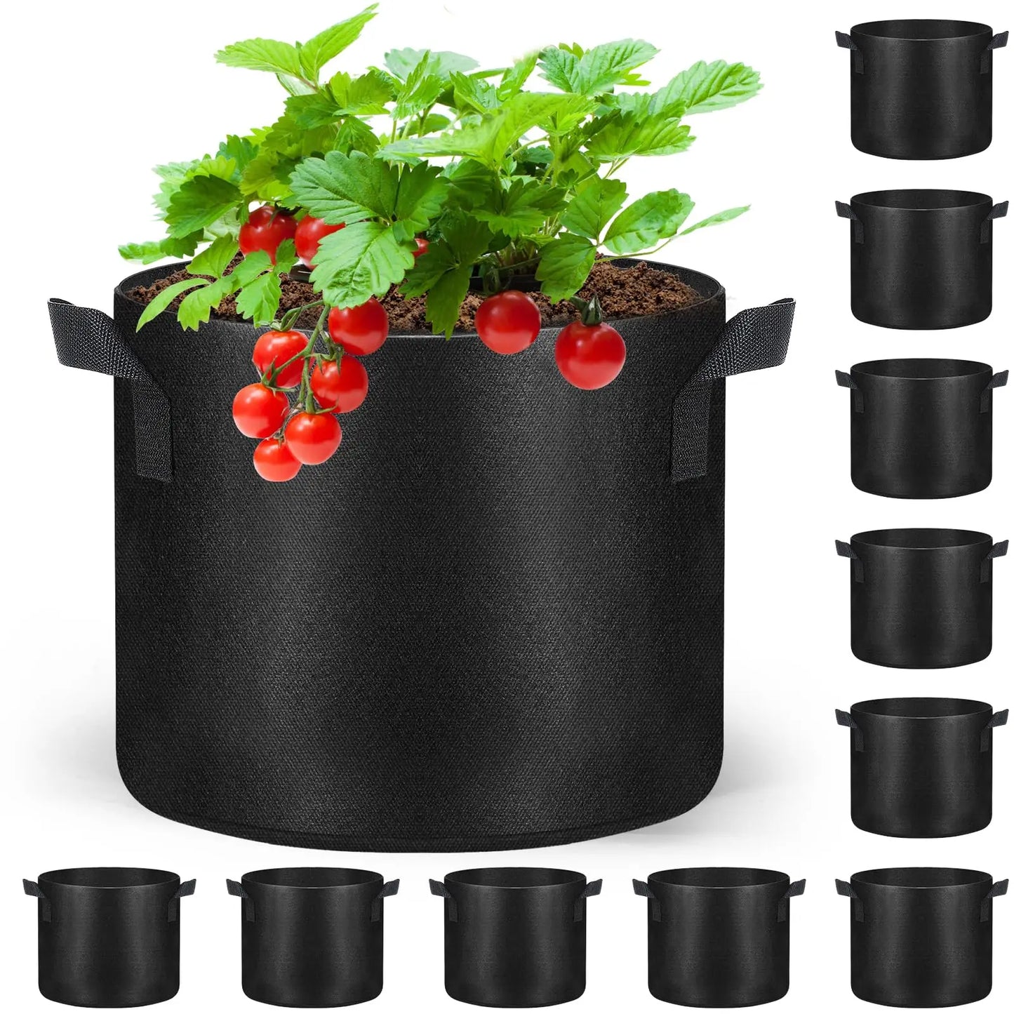 10 Pack Grow Bags Heavy Duty Thickened Nonwoven Fabric Pots with Handles, Plant Grow Bags for Vegetables Flower Plant Fruits