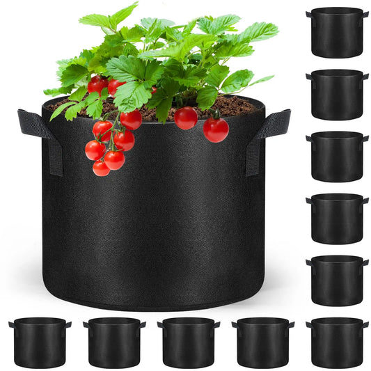 10 Pack Grow Bags Heavy Duty Thickened Nonwoven Fabric Pots with Handles, Plant Grow Bags for Vegetables Flower Plant Fruits
