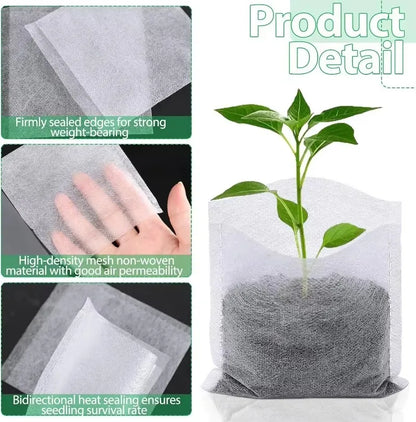 100/500PCS Non-woven Biodegradable Nursery Grow Bags Plants Seed Grow Pockets Garden Flower Vegetable Seedling Care Accessories