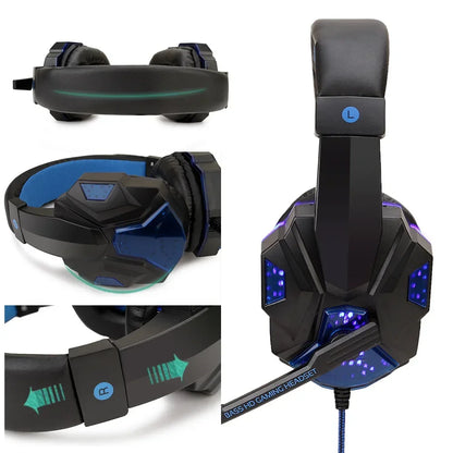 Professional LED Gaming Headset with Microphone – Stereo Bass, PC/Console Compatible, Gift-Ready Edition