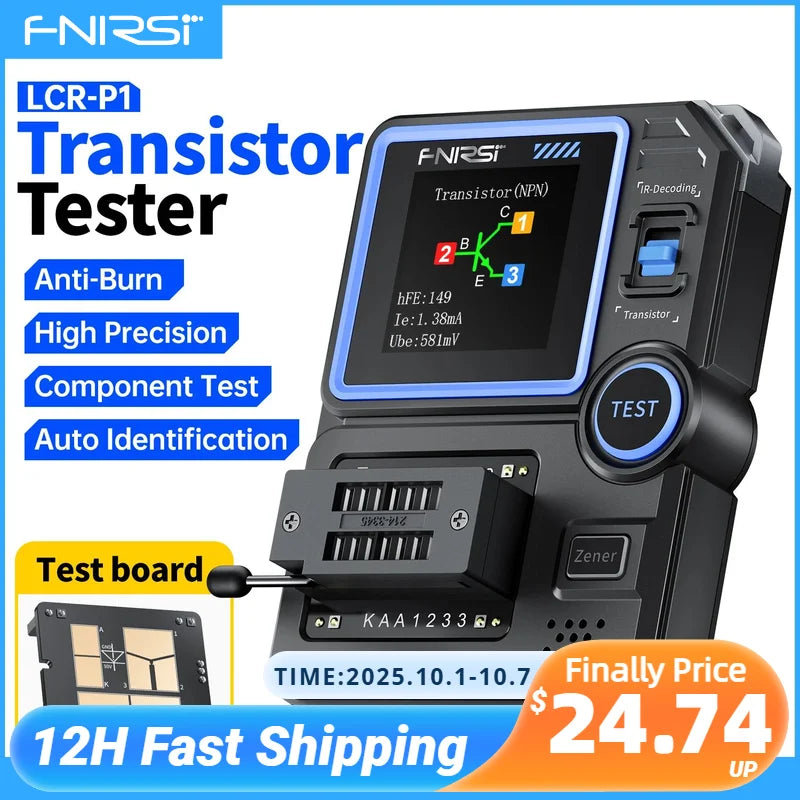 FNIRSI LCR-P1 Transistor Tester Diode Triode Capacitance Resistance Meter LCR ESR Meter NPN PNP MOSFET IR Multifunction Tester