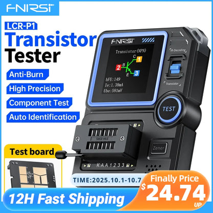 FNIRSI LCR-P1 Transistor Tester Diode Triode Capacitance Resistance Meter LCR ESR Meter NPN PNP MOSFET IR Multifunction Tester