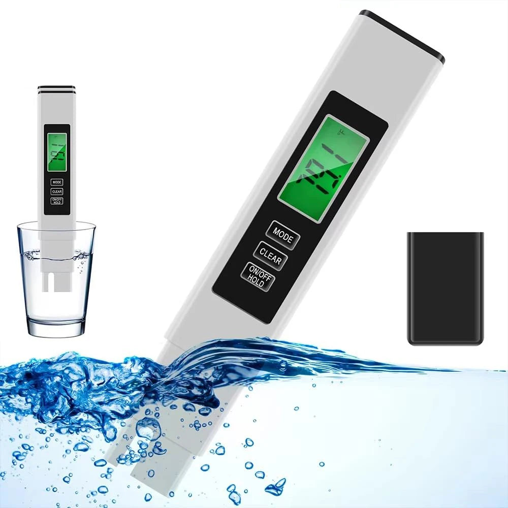 3 in 1 TDS Meter Digital Water Quality Tester, EC/Temperature 0-9990 ppm, Portable with Carrying Leather Case for Drinking