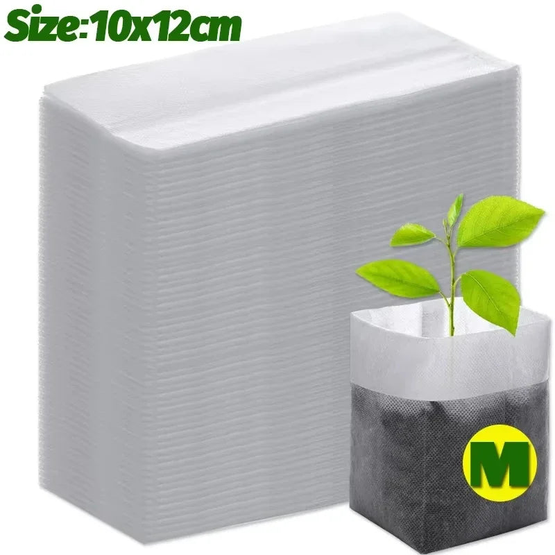 100/500PCS Non-woven Biodegradable Nursery Grow Bags Plants Seed Grow Pockets Garden Flower Vegetable Seedling Care Accessories