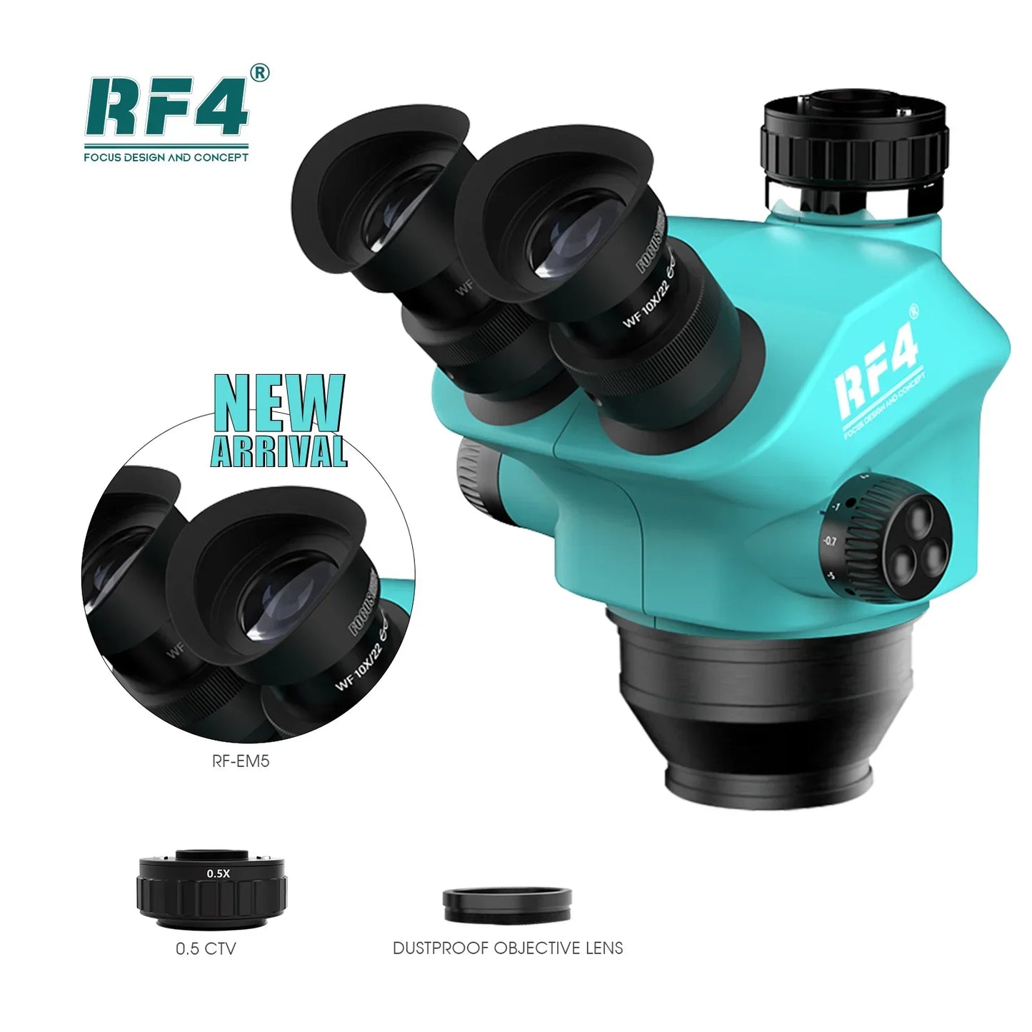 Title: RF4 7-50X Trinocular Continuous Zoom Stereo Microscope WF10X/22mm Eyepiece – Ideal for Mobile Phone PCB Welding