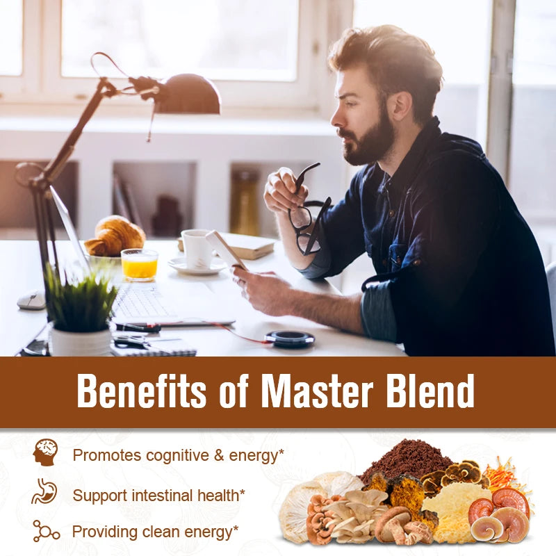 Greenpeople Lion's Mane Mushroom Coffee Supplement with Reishi,Cordyceps&Turkey Tail-Energy,Mental Clarity&Focus,Brain Booster