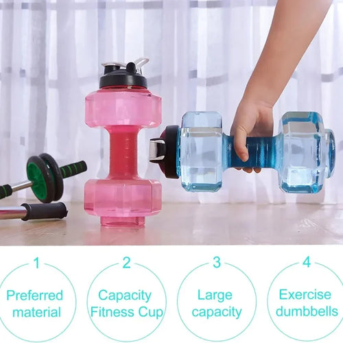 2.6L Large Capacity Dumbbell Sports Bottle Plastic Drinking Cup Leakproof Water Bottle Fitness Camping Cycling Water Bottle