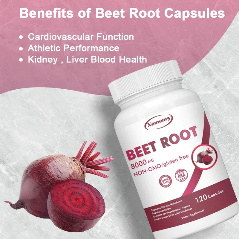 Organic Beetroot Capsules 8000mg – Supports Athletic Performance, Heart Health & Digestion