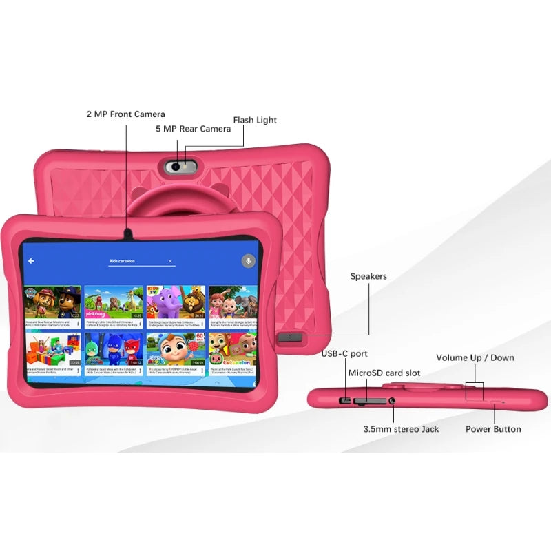 🎨 J11 Android 13 Kids Tablet – 10.1" IPS Screen | 4GB RAM + 64GB ROM | Octa-Core | Dual Camera | WiFi | Silicone Protective Case
