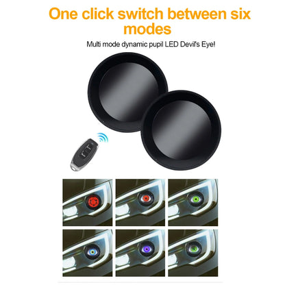 12V–36V Devil Eyes Headlights | Dynamic Adjustable Eye Pattern for Cars & Motorcycles