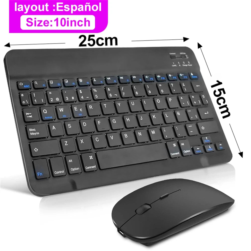 Bluetooth Wireless Keyboard & Mouse | Multilingual for iOS, Android & Windows Tablets – Compatible with iPad Air, Mini, and Pro (Spanish, Korean, Portuguese, Russian + More)