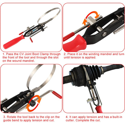 ATV Auto CV Joint Banding Boot Axle Clamp Tool With CV Half Shaft Boot Band Buckle Clamps Repair Install Tools