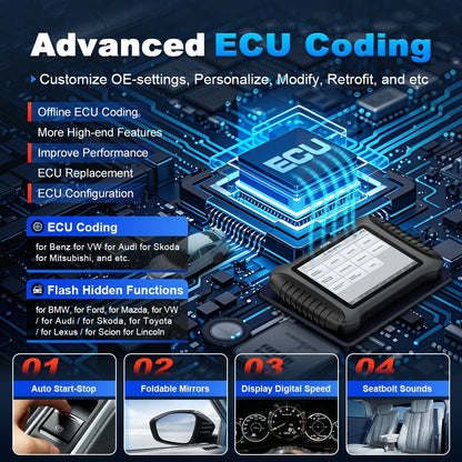 XTOOL InPlus IP900BT Bluetooth Automotive Diagnostic Tool | ECU Coding, 41+ Resets, Full-System Scanner (Lifetime Free Use)