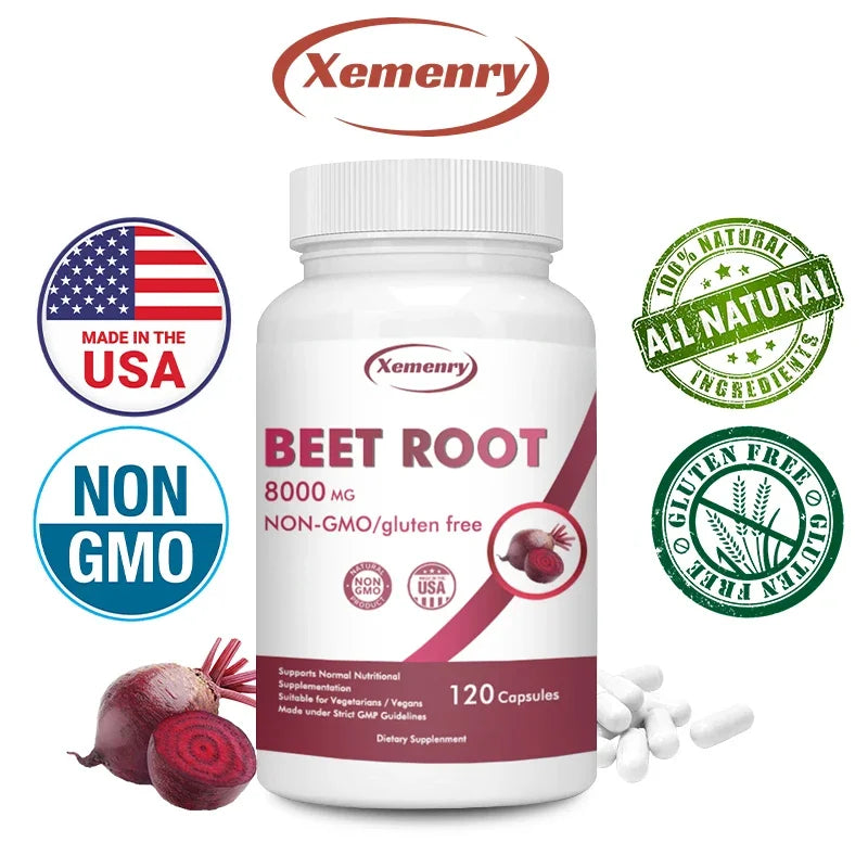 Organic Beetroot Capsules 8000mg – Supports Athletic Performance, Heart Health & Digestion