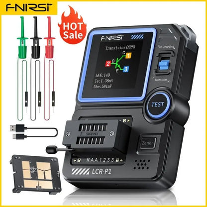 FNIRSI LCR-P1 Transistor Tester Diode Triode Capacitance Resistance Meter LCR ESR Meter NPN PNP MOSFET IR Multifunction Tester