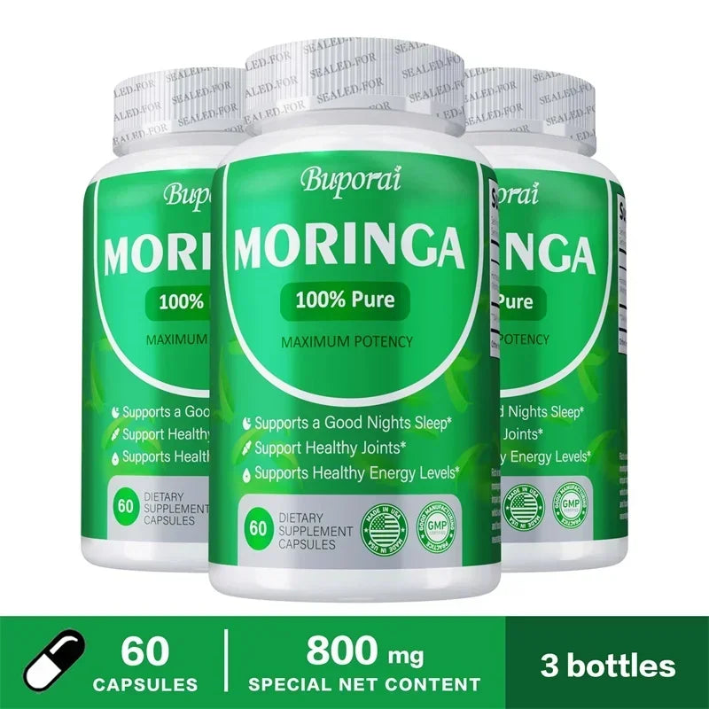 Moringa Capsules – Supports Bone, Joint & Immune Health, Boosts Energy, Endurance & Concentration
