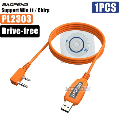🔌 Baofeng USB Programming Cable – PL2303 / CH340 Chip | Plug-and-Play for DM-32, UV-32, Quansheng TK11 Series (Win11 Compatible)