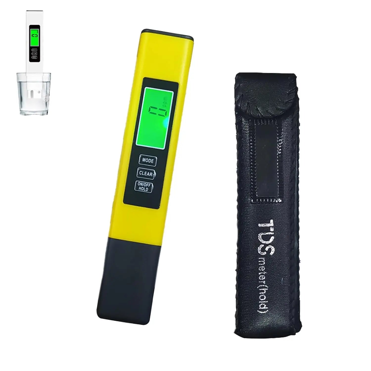 3 in 1 TDS Meter Digital Water Quality Tester, EC/Temperature 0-9990 ppm, Portable with Carrying Leather Case for Drinking