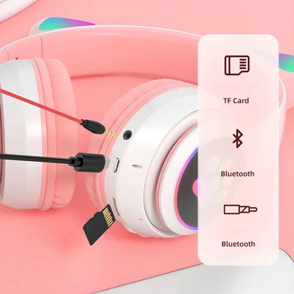 Xiaomi 2025 Wireless Bluetooth Kids Headphones | Cute Flash Lamp Stereo Earphones with Mic & TF Card Support