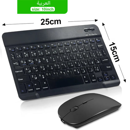 Bluetooth Wireless Keyboard & Mouse | Multilingual for iOS, Android & Windows Tablets – Compatible with iPad Air, Mini, and Pro (Spanish, Korean, Portuguese, Russian + More)