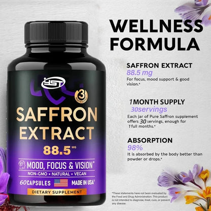 ✨ Natural Saffron Supplement – Mood, Focus, Vision & Energy Support