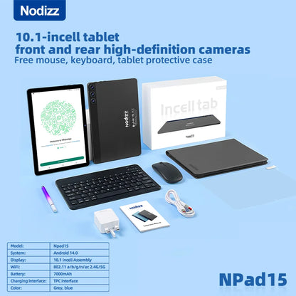 Nodizz Smart Pad15 Mini Tablet 10.1" 120Hz Display MTK6737 12GB RAM 512GB ROM Android14 7000mAh Tablets