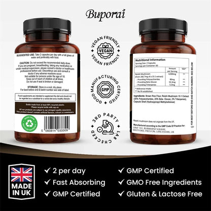 Reishi Mushroom Capsules 4000mg – Immune Support, Boosts Cellular Energy & White Blood Cell Function