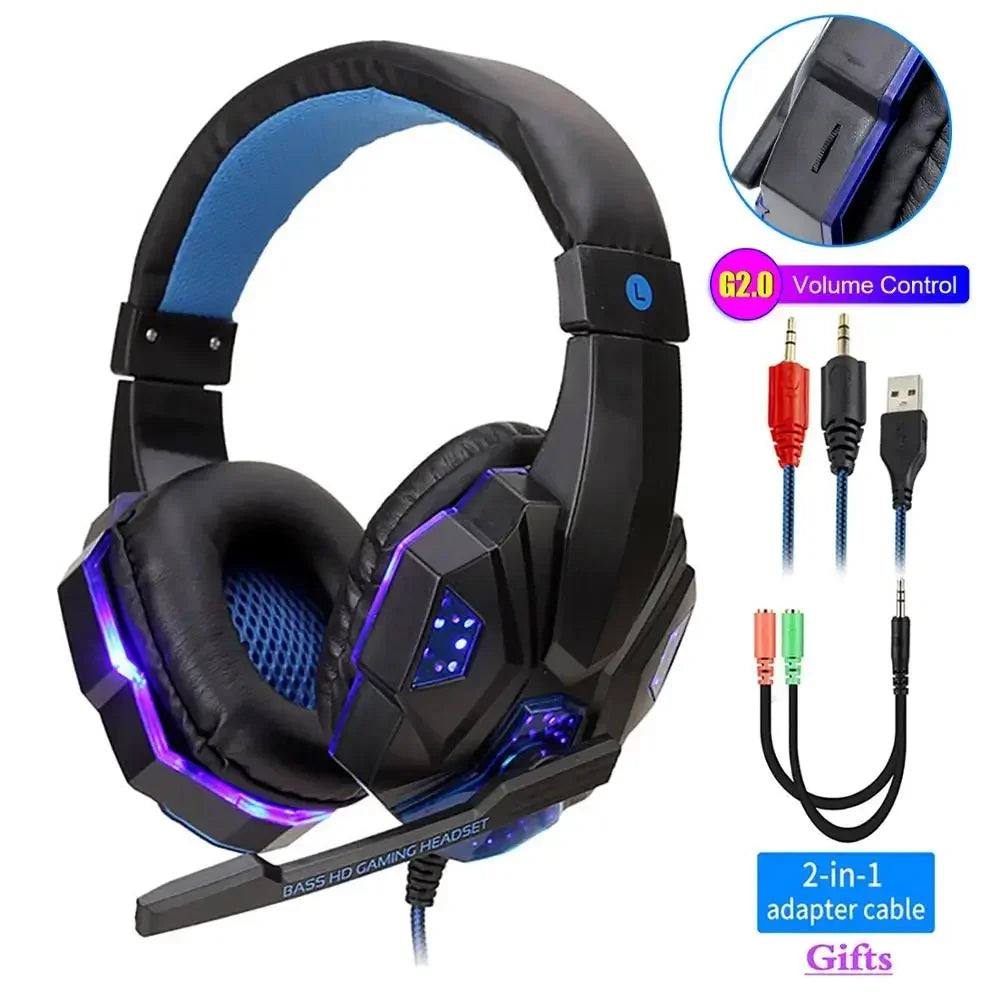 Professional LED Gaming Headset with Microphone – Stereo Bass, PC/Console Compatible, Gift-Ready Edition