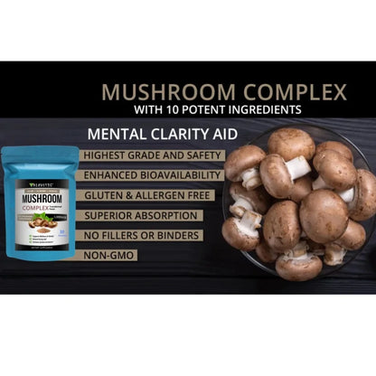 10x Mushroom Complex Transdermal Patches – Lion’s Mane, Reishi, Shiitake & 10 Mushroom Blend, Immune & Cognitive Support, 1-Month Supply