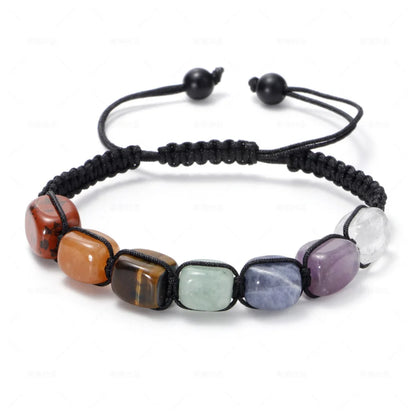 Classic 7 Chakra Beads Bracelet Natural Stone Black Rope Braided Yoga Reiki Healing Balance Bracelets & Bangles Meditation Gift