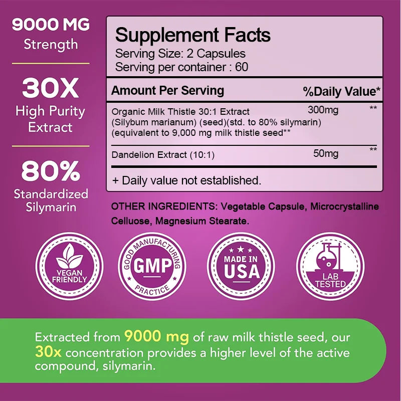 ✨ Milk Thistle Liver Detox Capsules – Antioxidant & Cleansing Support