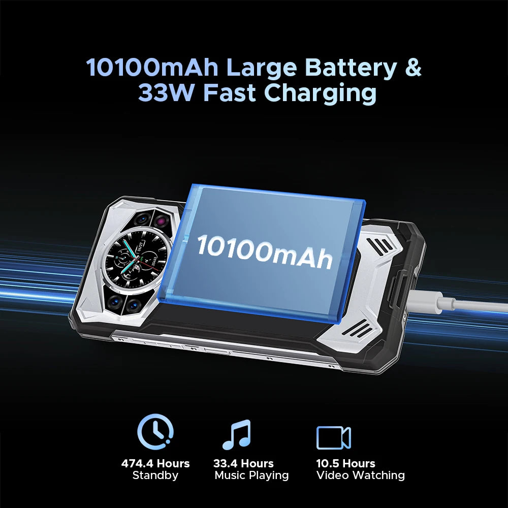 DOOGEE S200 5G Rugged Phone – 6.72" 120Hz Display, 12GB+256GB, 100MP AI Camera, 10100mAh Battery (Android 14, NFC)