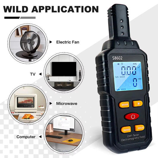 Portable S8602 Digital EMF Detector – Electric & Magnetic Field, Temperature Measurement, Radiation Safety Tool