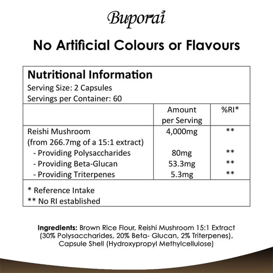 Reishi Mushroom Capsules 4000mg – Immune Support, Boosts Cellular Energy & White Blood Cell Function