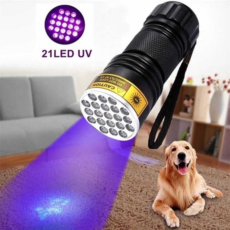21 LED UV Ultraviolet Flashlight – 395NM Blacklight Mini Torch | Detect Pet Urine, Stains & Hidden Marks