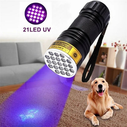 21 LED UV Ultraviolet Flashlight – 395NM Blacklight Mini Torch | Detect Pet Urine, Stains & Hidden Marks