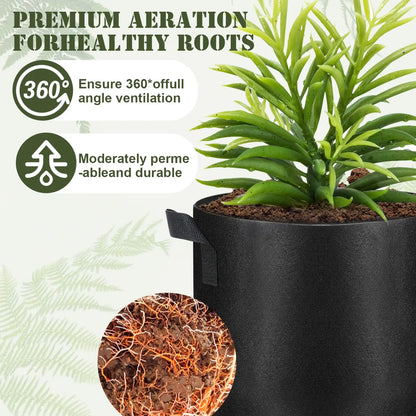 10 Pack Grow Bags Heavy Duty Thickened Nonwoven Fabric Pots with Handles, Plant Grow Bags for Vegetables Flower Plant Fruits