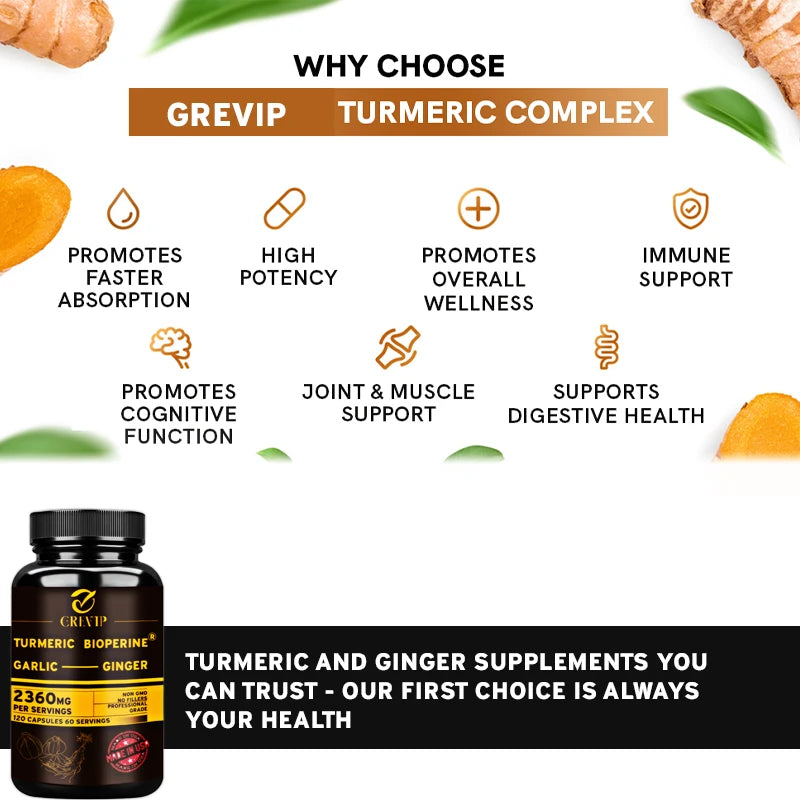 ✨ 4-in-1 Turmeric Ginger Supplement – Joints, Immune Support & Digestion